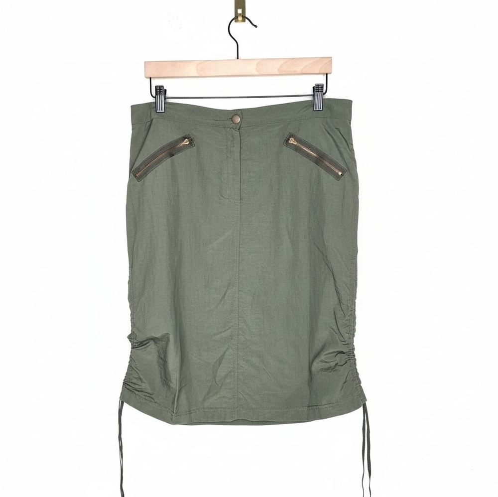 Ours Side Drawstring Zipper Utility Skirt in Olive Green Size L
